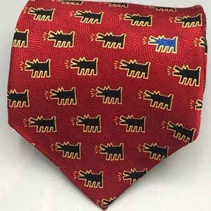 Keith Haring Barking Dog Silk Tie.